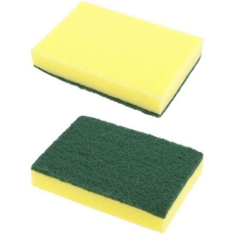 esponja con estropajo verde
